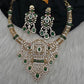 AD Color Stone Kanthi Short Necklace - Green