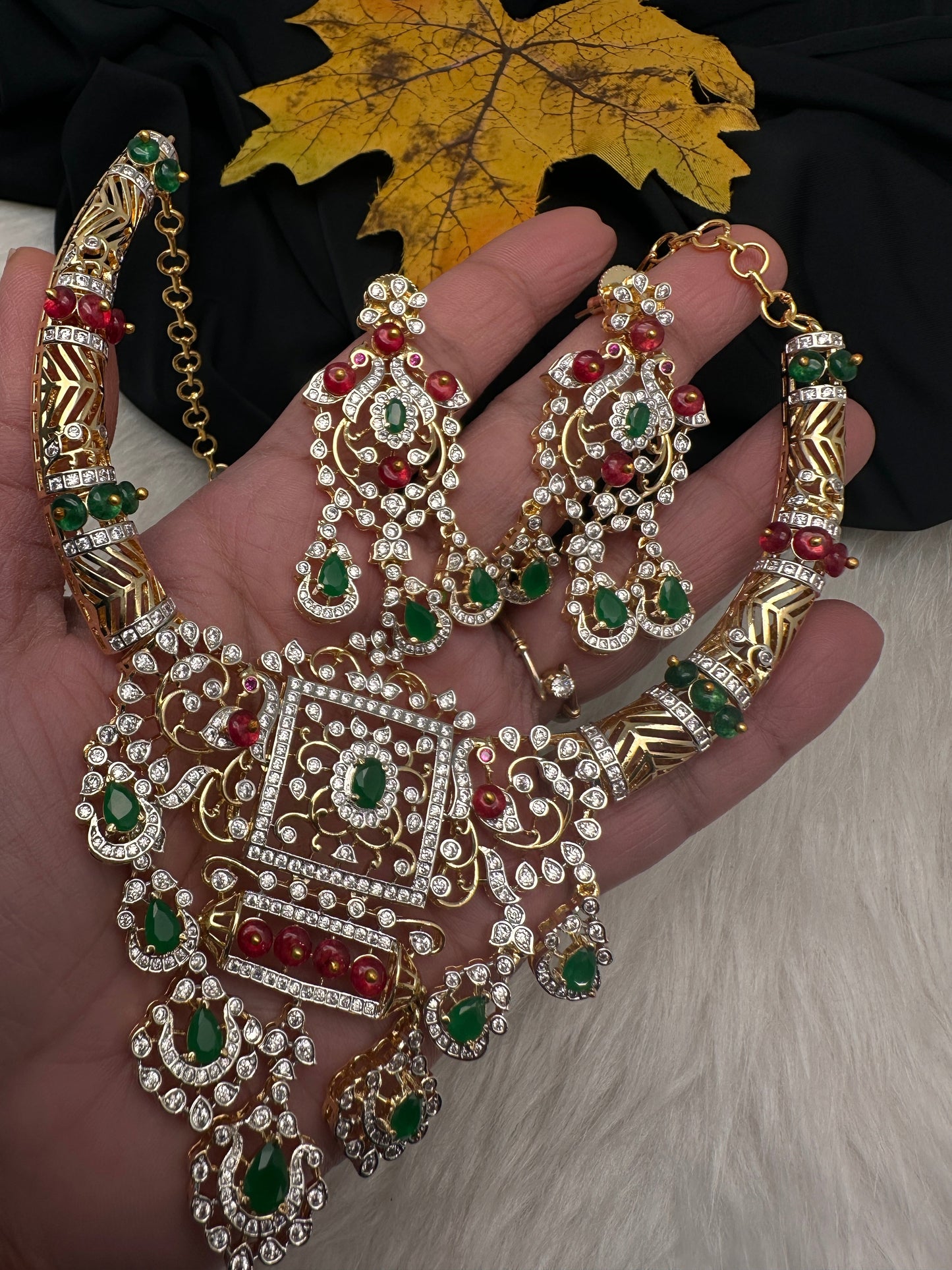 AD Color Stone Kanthi Short Necklace - Multi