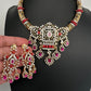 AD Color Stone Kanthi Short Necklace - Red