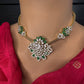 AD Color Stone Kanthi Short Necklace - Green