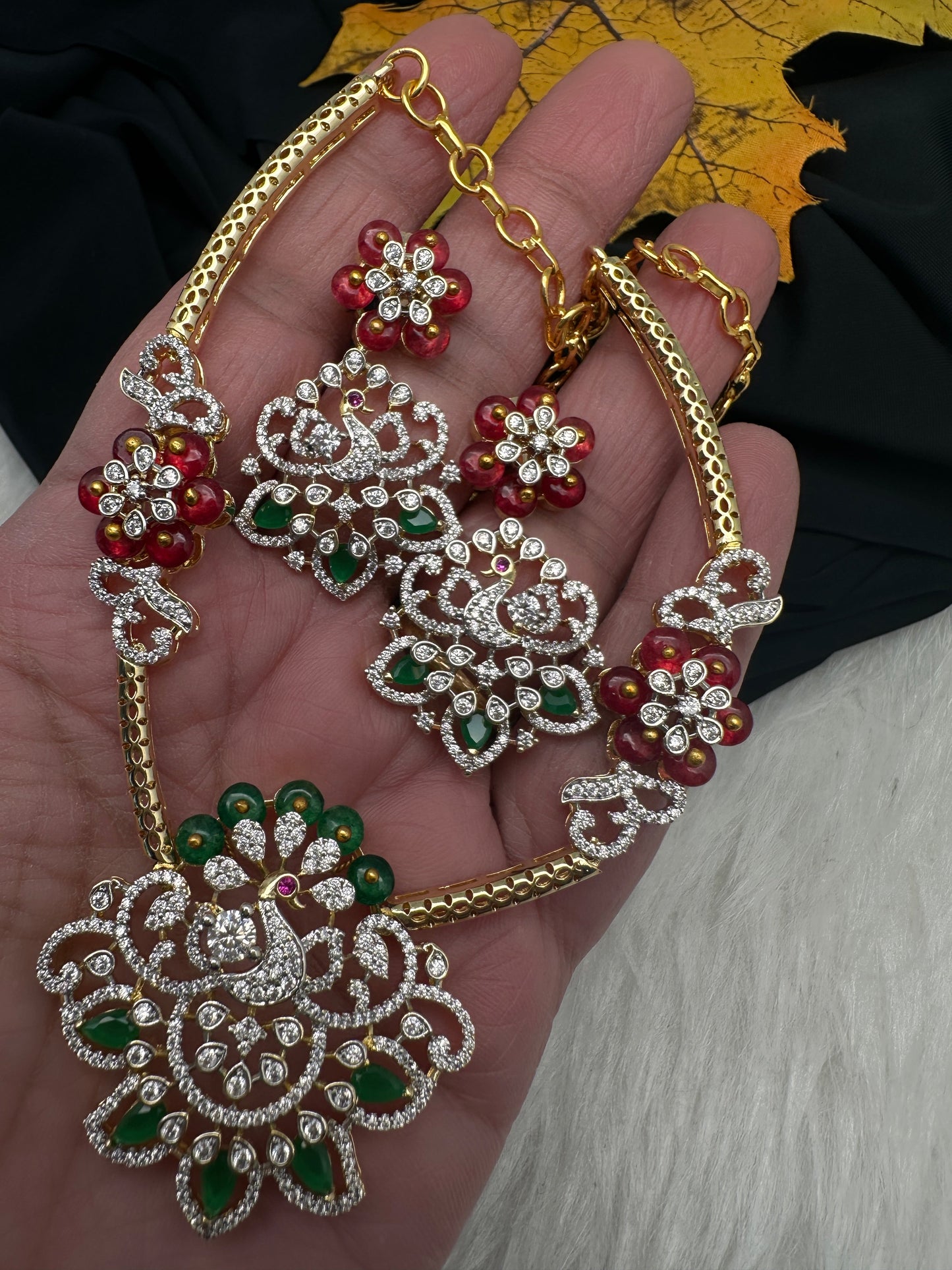 AD Color Stone Kanthi Short Necklace - Multi