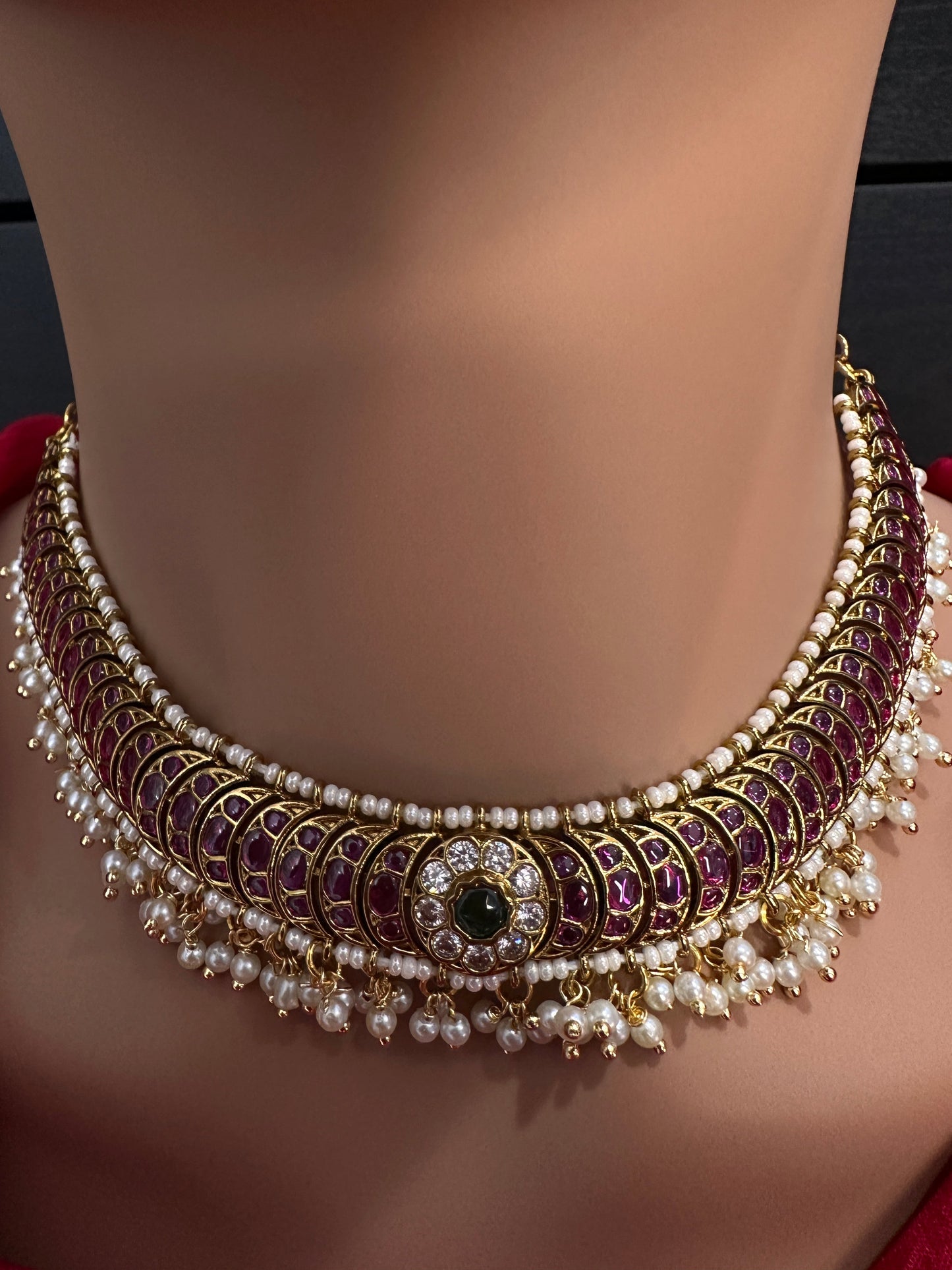 Matte Kemp Detachable Pendent Neckline Short Necklace - Green