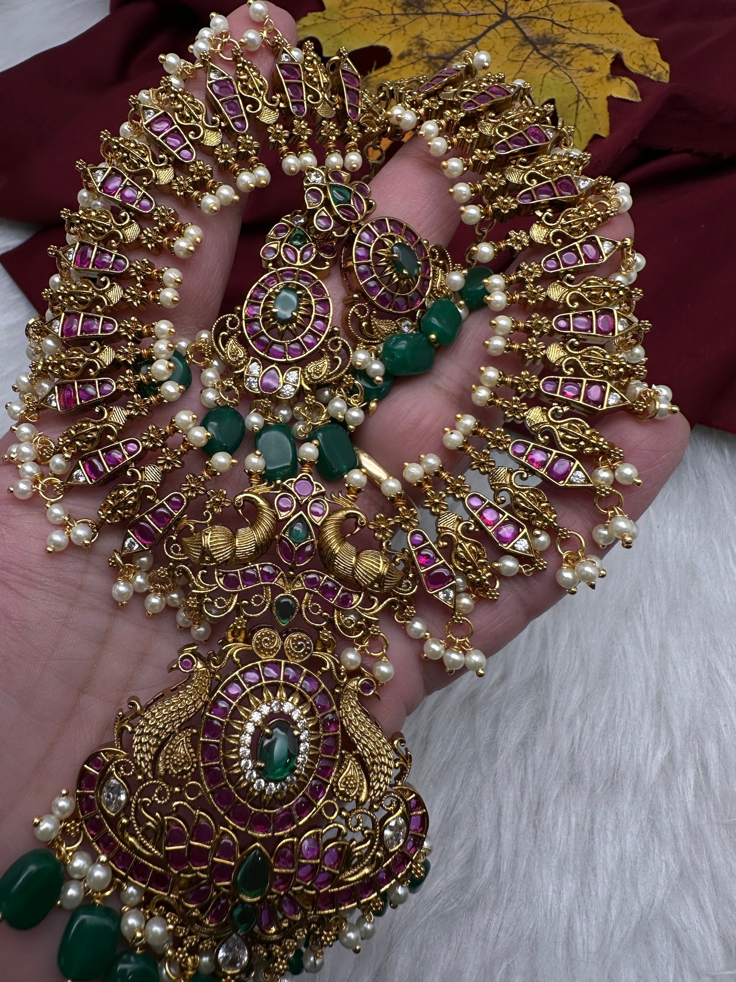 Matte Kemp Peacock Short Necklace