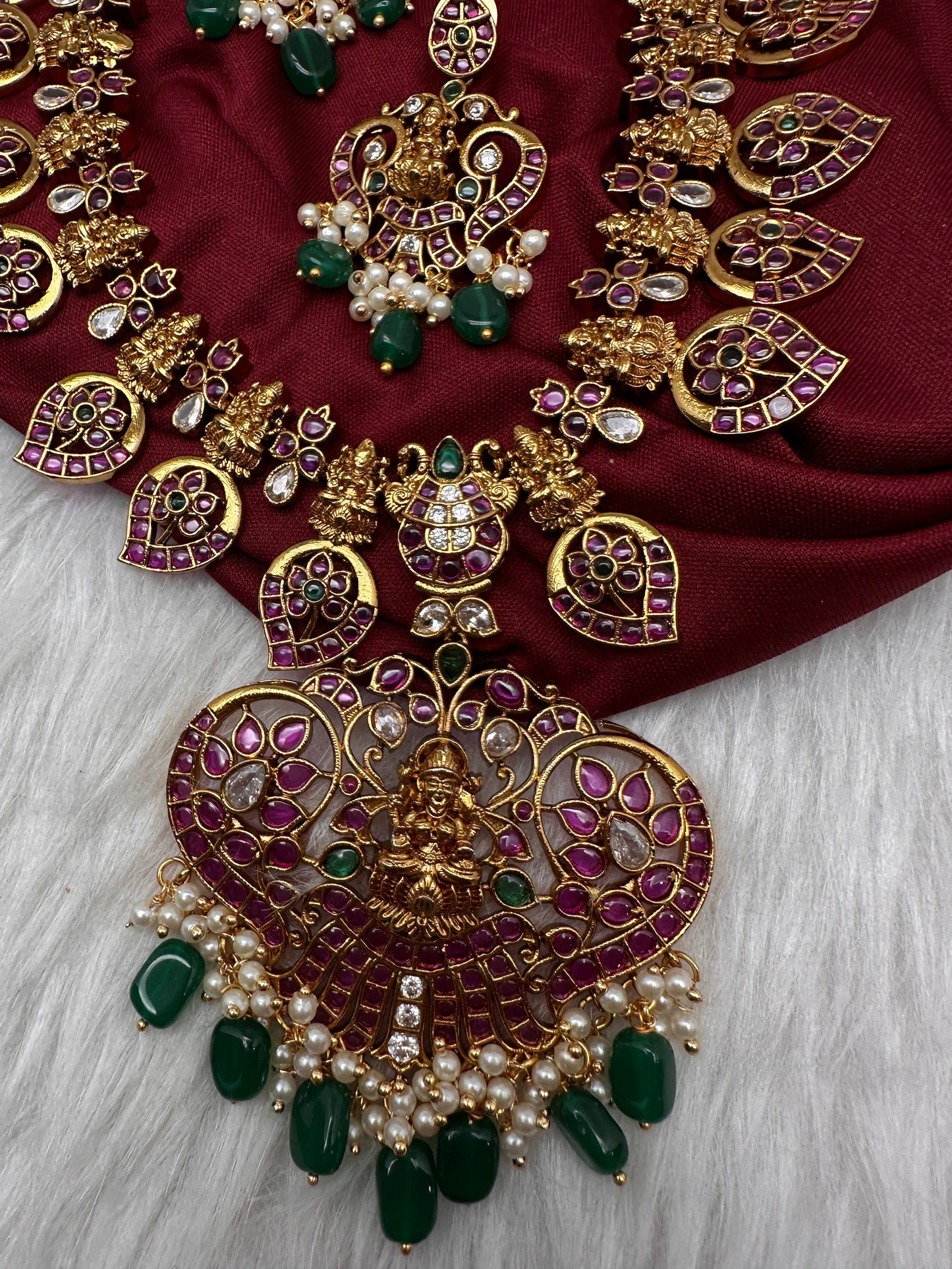 Kemp Premium Matte Mango Goddess Lakshmi Short Necklace