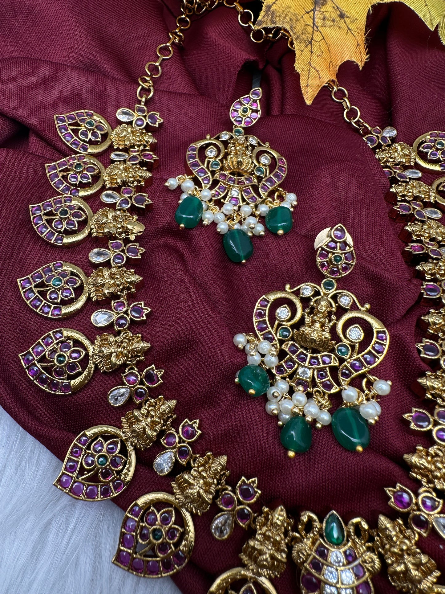 Kemp Premium Matte Mango Goddess Lakshmi Short Necklace