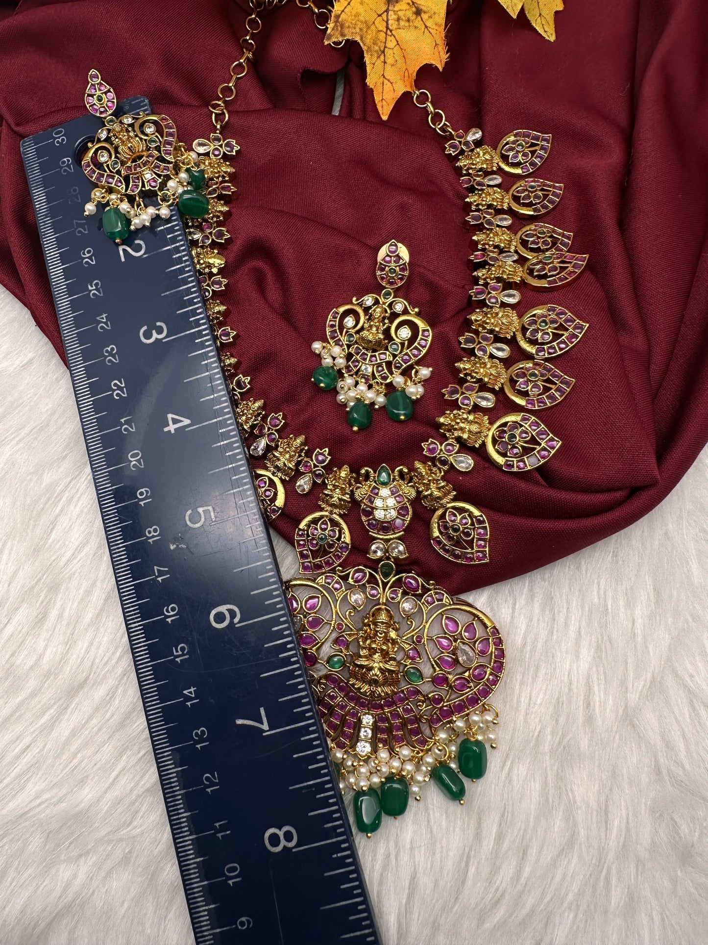 Kemp Premium Matte Mango Goddess Lakshmi Short Necklace