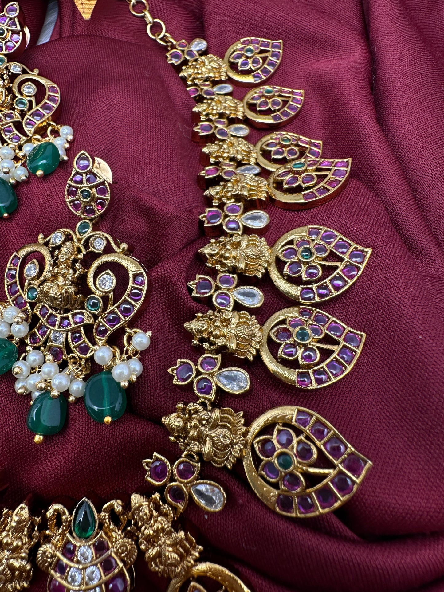 Kemp Premium Matte Mango Goddess Lakshmi Short Necklace