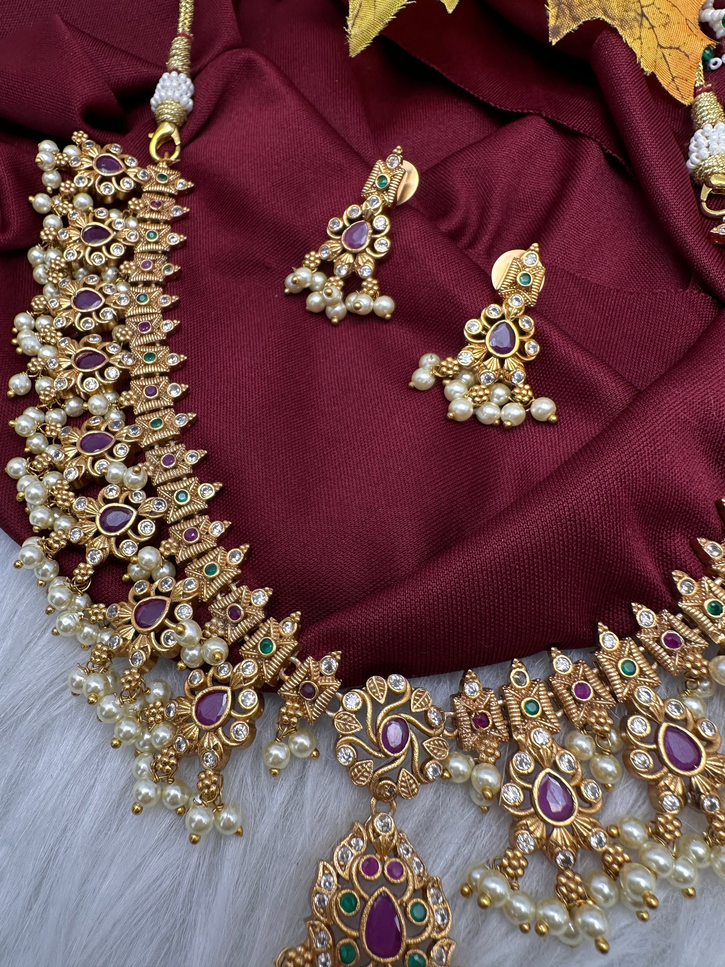 Multi Color Guttapusalu Short Necklace