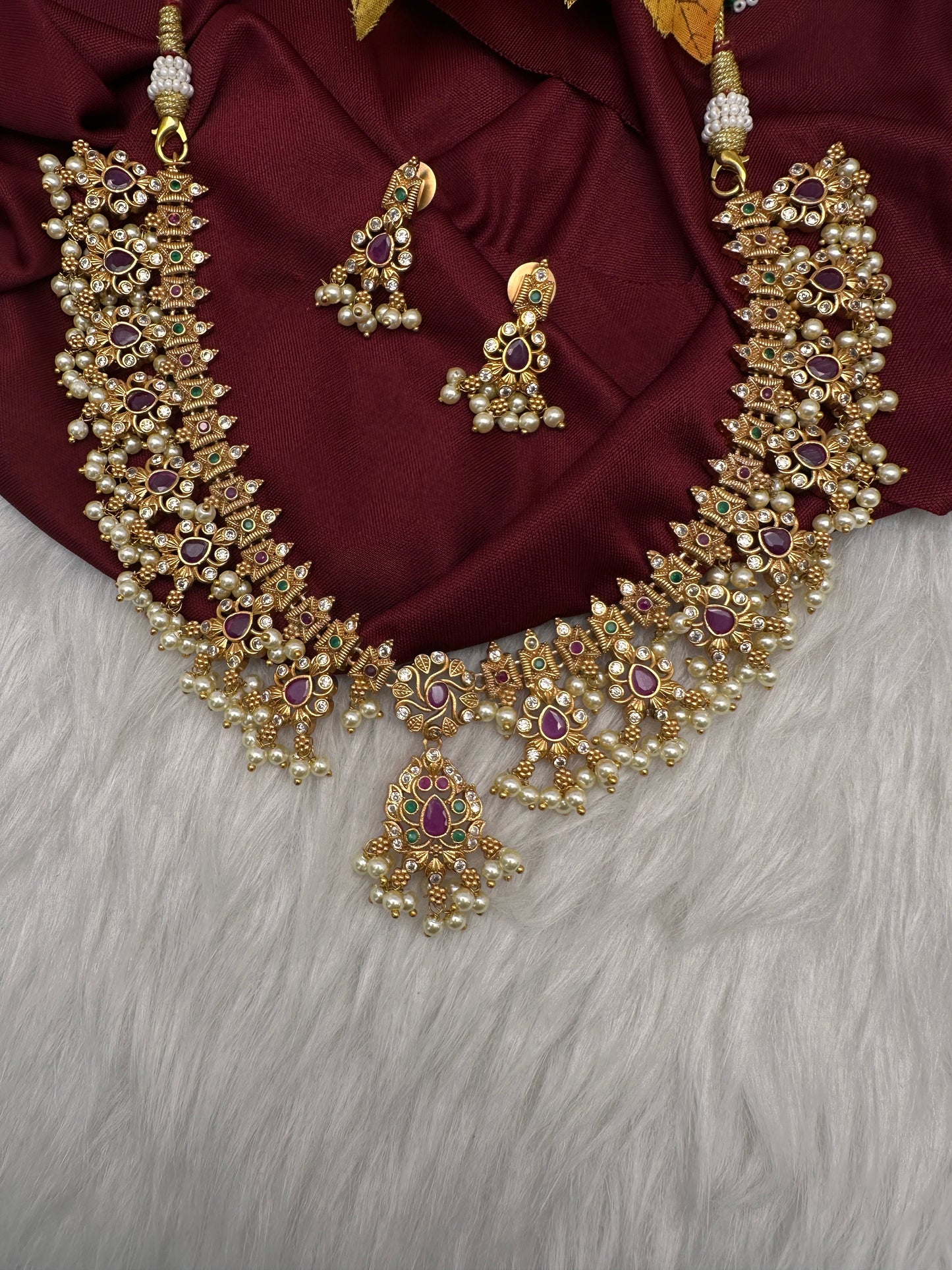 Multi Color Guttapusalu Short Necklace