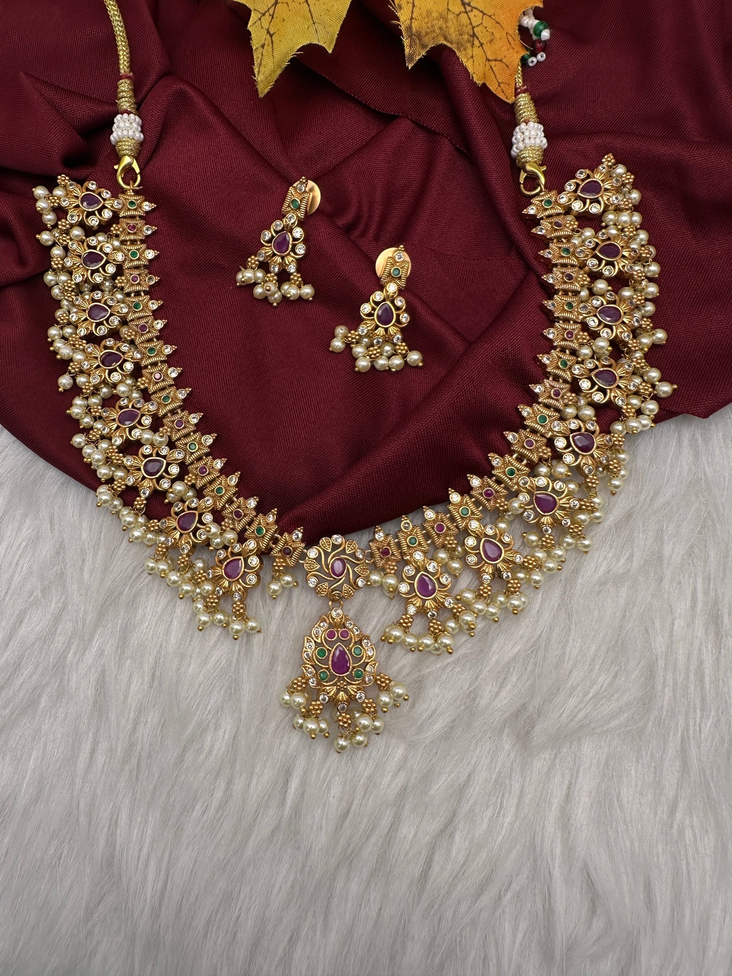 Multi Color Guttapusalu Short Necklace