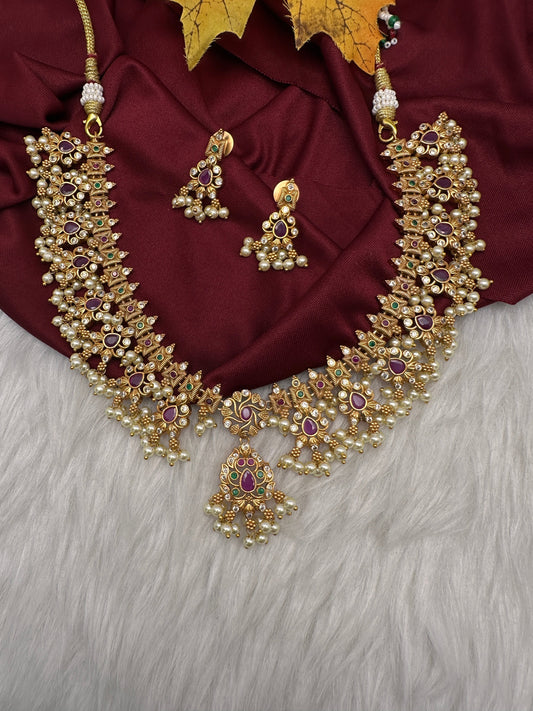 Multi Color Guttapusalu Short Necklace