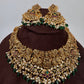 Kemp Goddess Lakshmi Peacock Nakshi Antique Matte Short Necklace