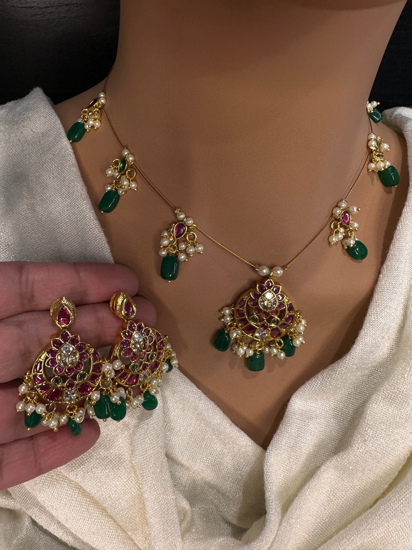 Kempu Dainty Invisible Short Necklace - 