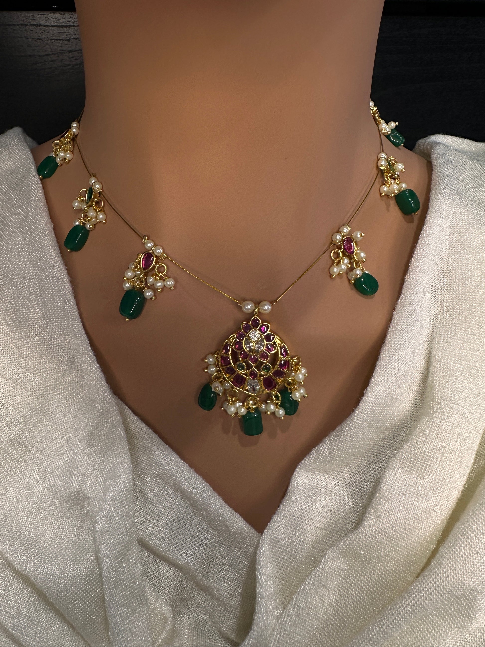 Kempu Dainty Invisible Short Necklace - 