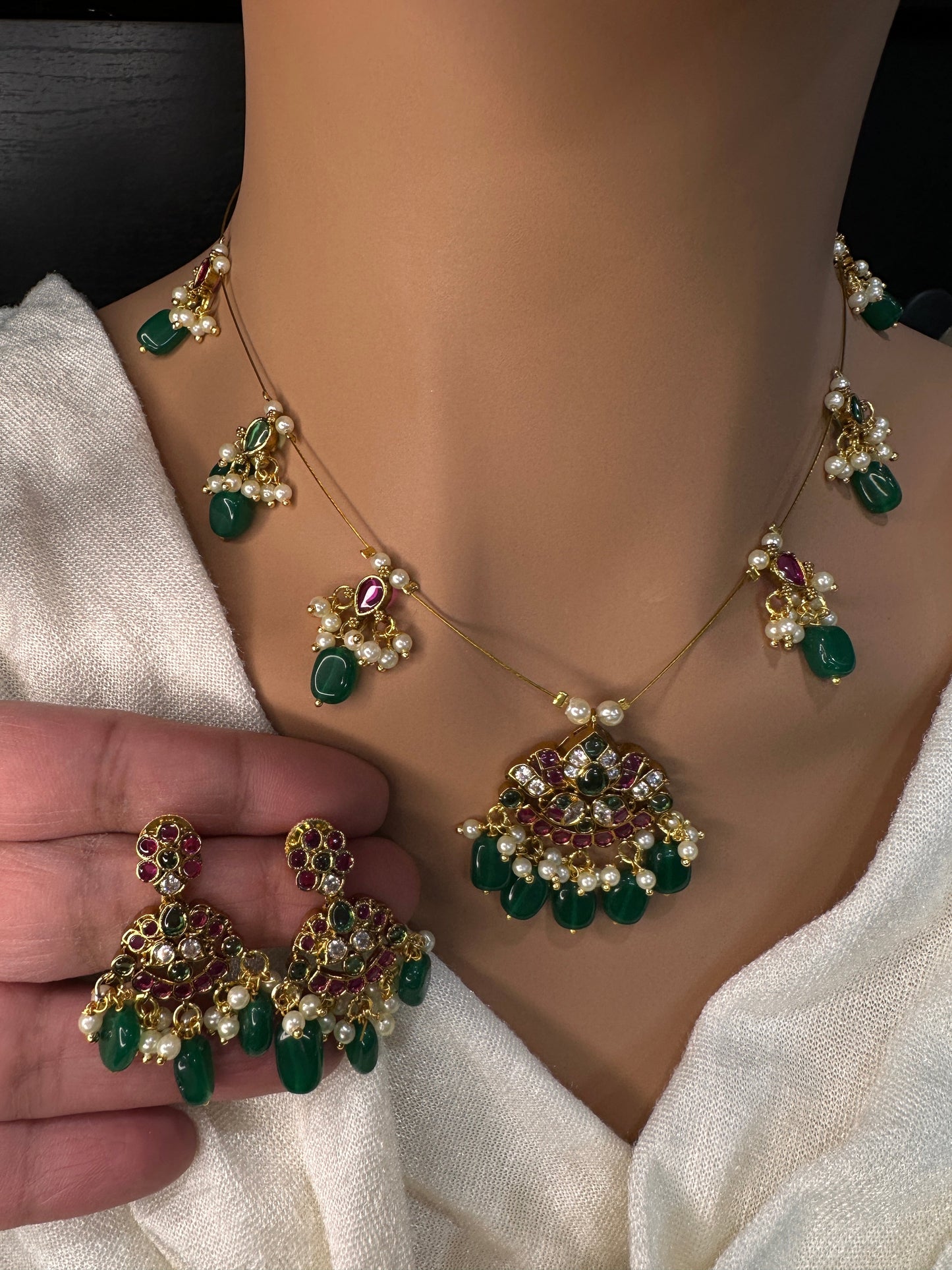 Kempu Dainty Invisible Short Necklace - 