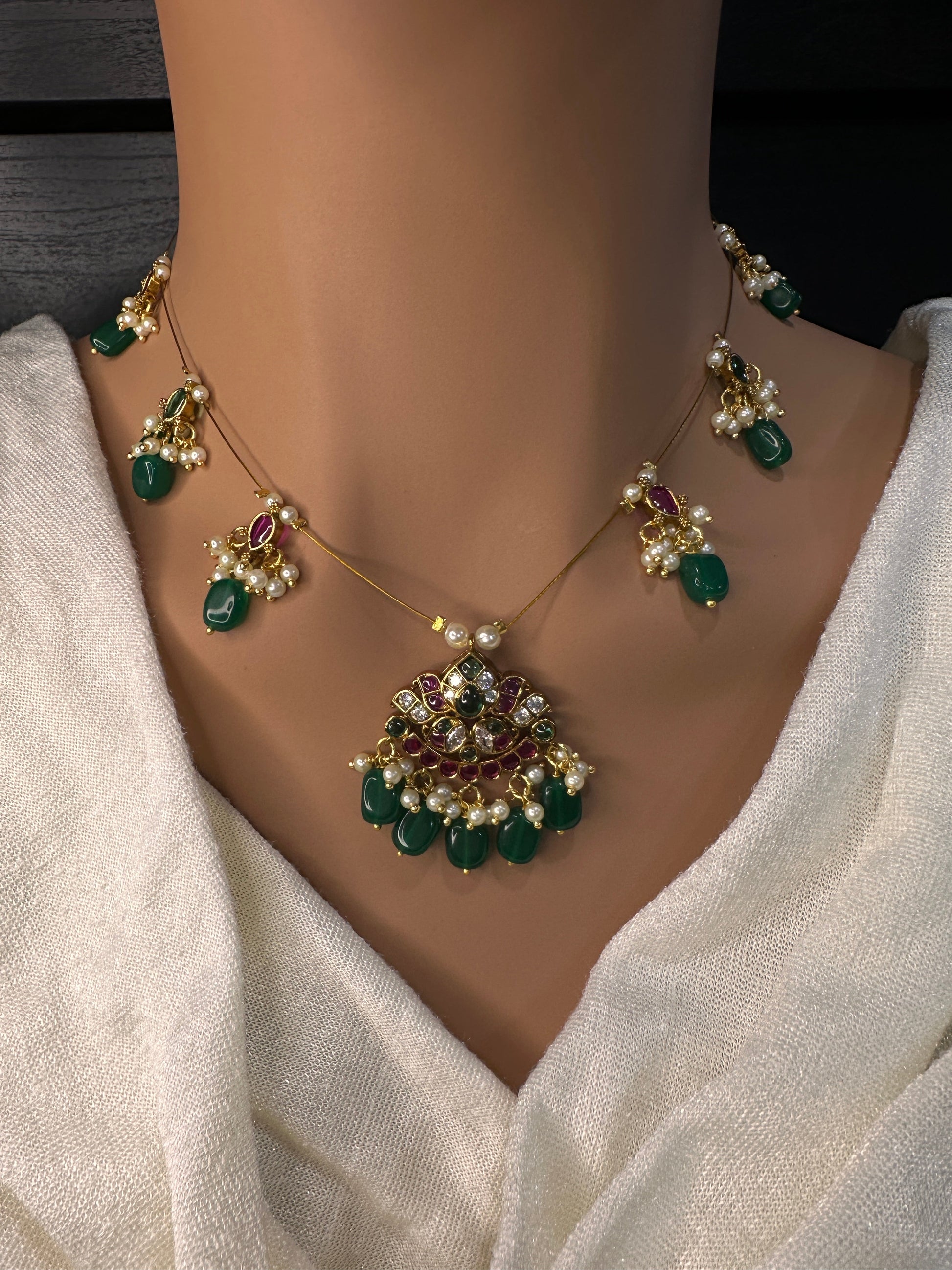 Kempu Dainty Invisible Short Necklace - 