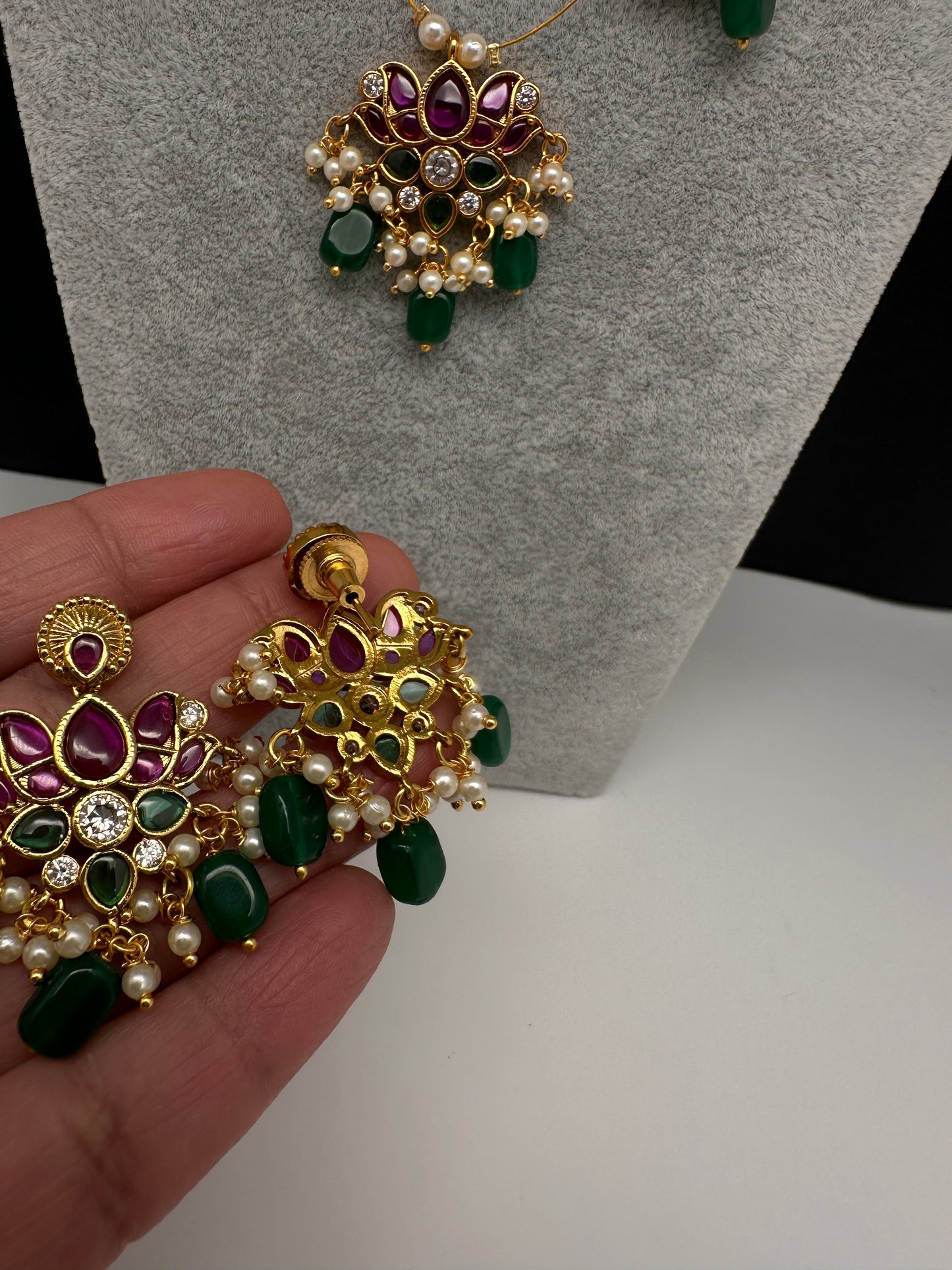 Lotus Kempu Dainty Invisible Short Necklace - 