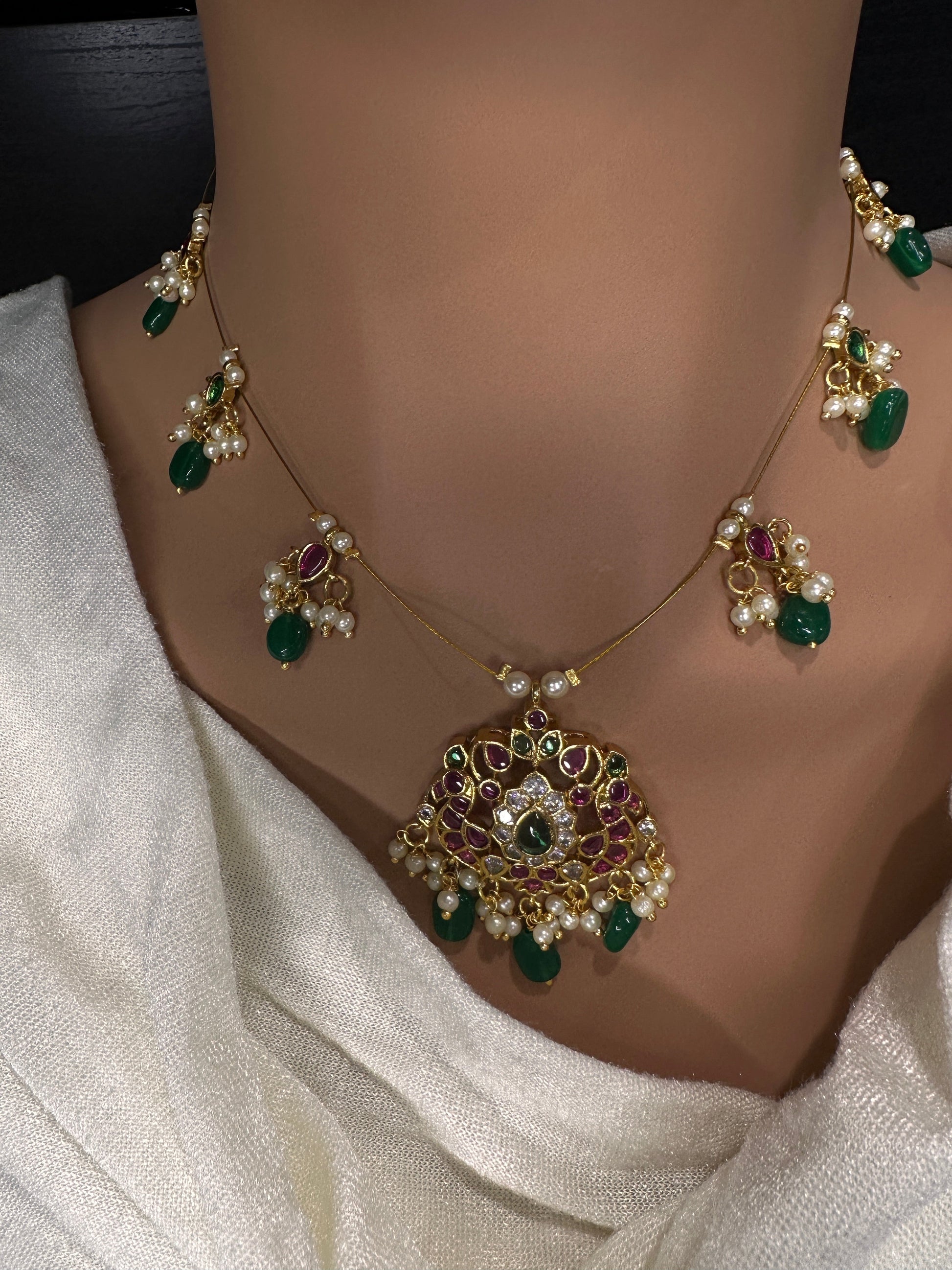 Kempu Dainty Invisible Short Necklace - 