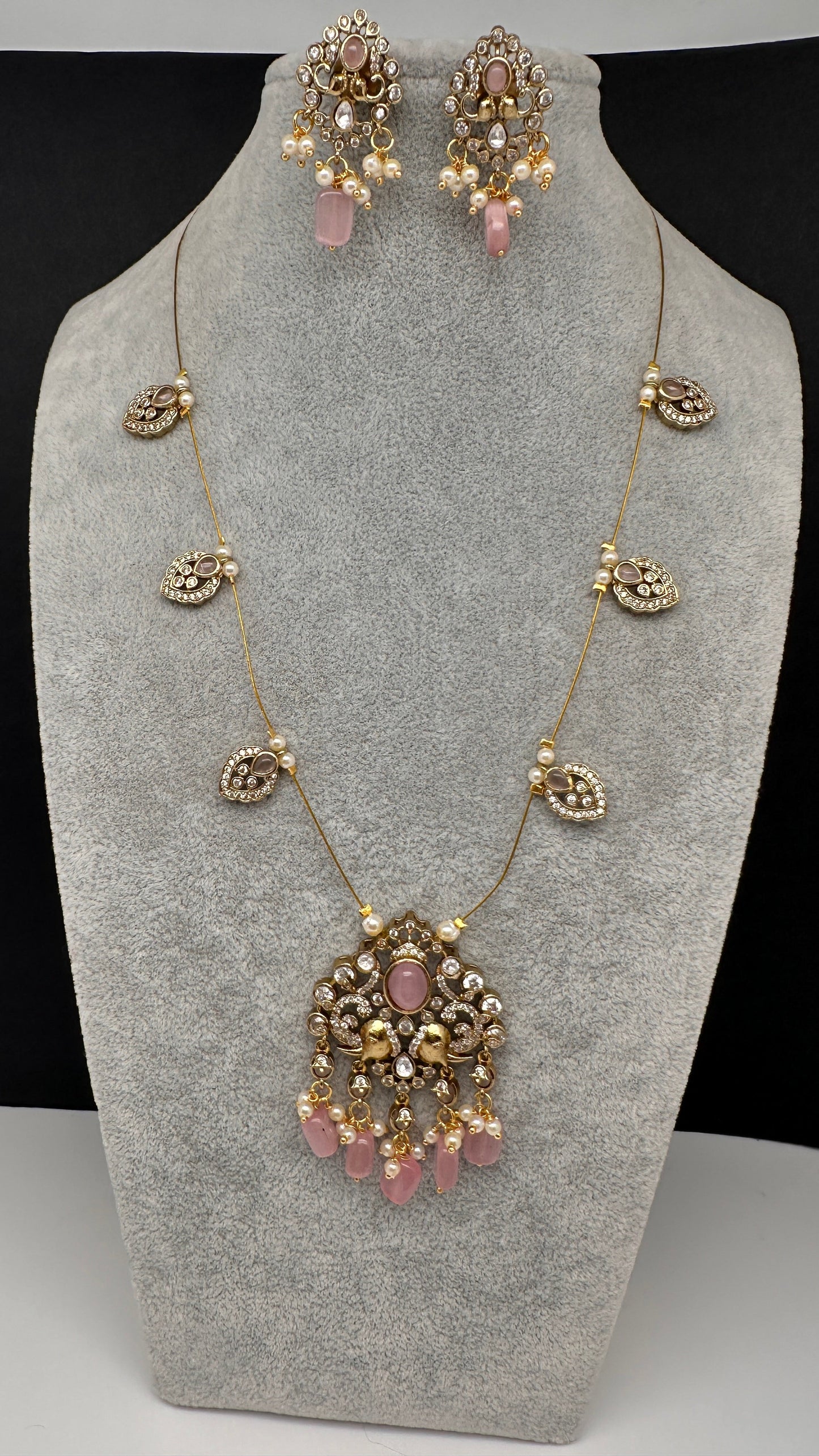 CZ Victorian Dainty Invisible Short Necklace - Pink