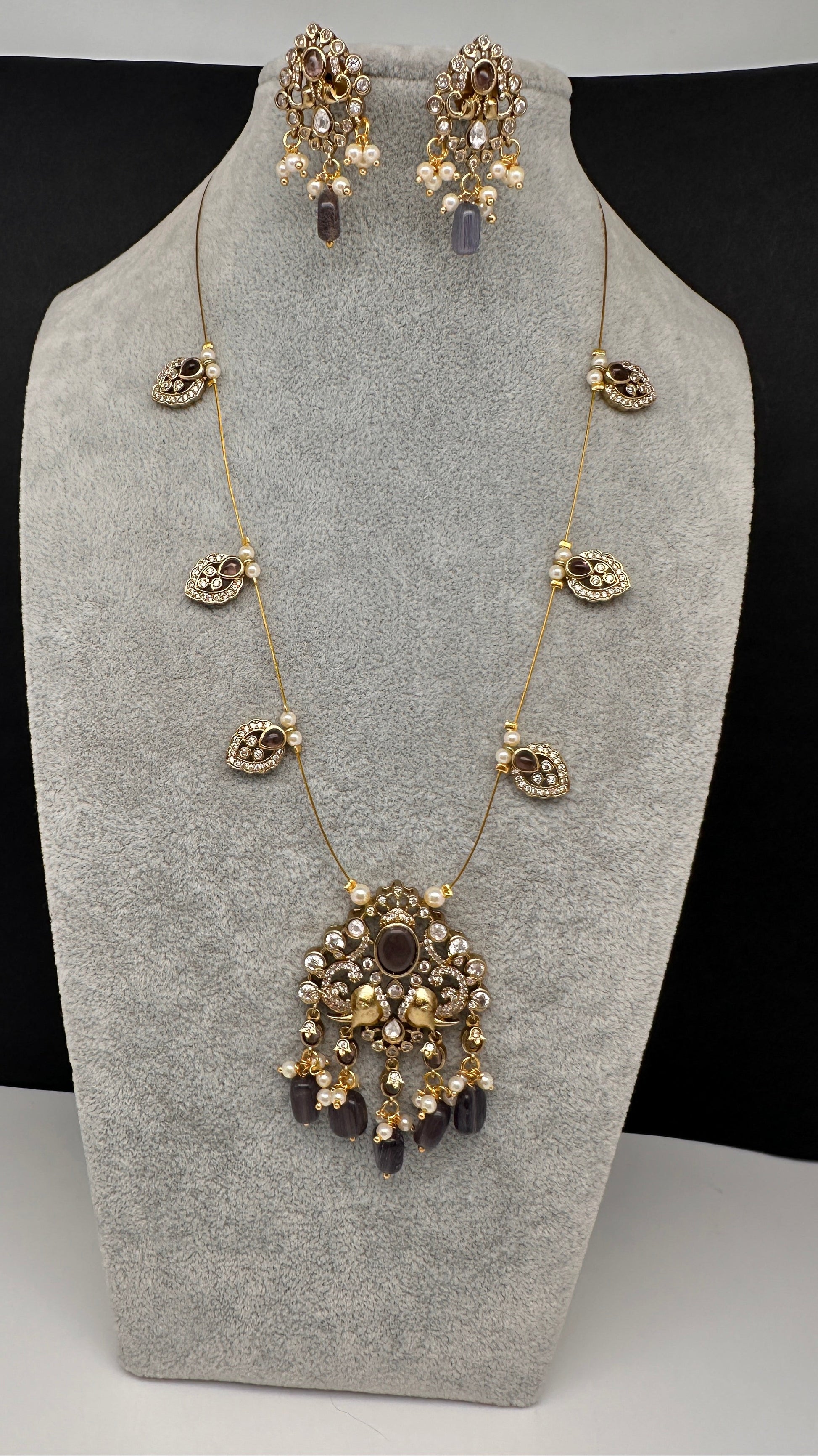 CZ Victorian Dainty Invisible Short Necklace - Purple