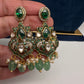 Moissanite Kempu Peacock Ethnic Short Matte Necklace - Green