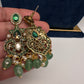 Moissanite Kempu Peacock Ethnic Short Matte Necklace - Green