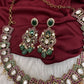 Moissanite Kempu Peacock Ethnic Short Matte Necklace - Multi