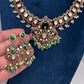 Moissanite Kempu Peacock Ethnic Short Matte Necklace - Multi