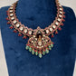 Moissanite Kempu Peacock Ethnic Short Matte Necklace - Red
