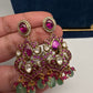 Moissanite Kempu Peacock Ethnic Short Matte Necklace - Red