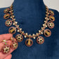 Kempu goddess Lakshmi Floral Bottu Mala Short Matte Necklace - 
