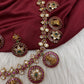 Kempu goddess Lakshmi Floral Bottu Mala Short Matte Necklace - 