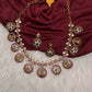 Kempu goddess Lakshmi Floral Bottu Mala Short Matte Necklace - 