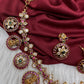 Kempu goddess Lakshmi Floral Bottu Mala Short Matte Necklace - 