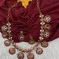 Kempu goddess Lakshmi Floral Bottu Mala Short Matte Necklace - 