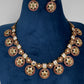 Kempu CZ Floral Bottu Mala Short Matte Necklace - 