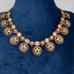 Kempu CZ Floral Bottu Mala Short Matte Necklace - 