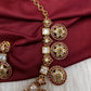 Kempu CZ Floral Bottu Mala Short Matte Necklace - 
