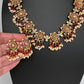 Kempu CZ Lotus Ethnic Short Matte Necklace - Red