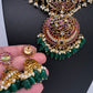 CZ Kemp  3 - 1 Short Necklace Comes with 2 Pendents and Jhumka - 