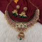 CZ Kemp  3 - 1 Short Necklace Comes with 2 Pendents and Jhumka - 