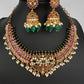 CZ Kemp  3 - 1 Short Necklace Comes with 2 Pendents and Jhumka - 