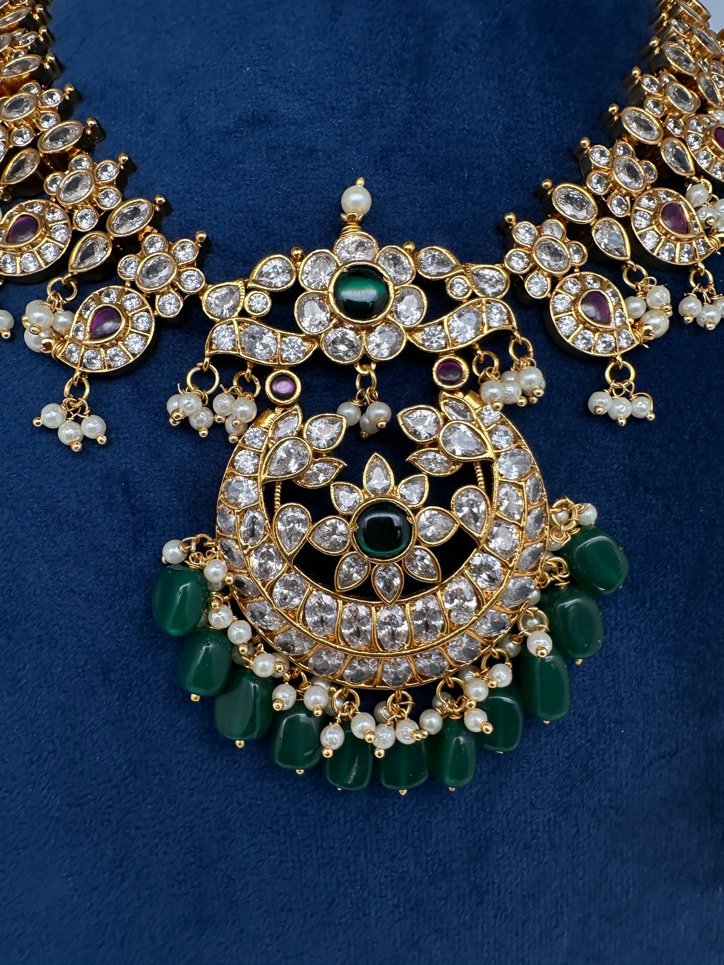 CZ Mango Chandbali Short Necklace - 