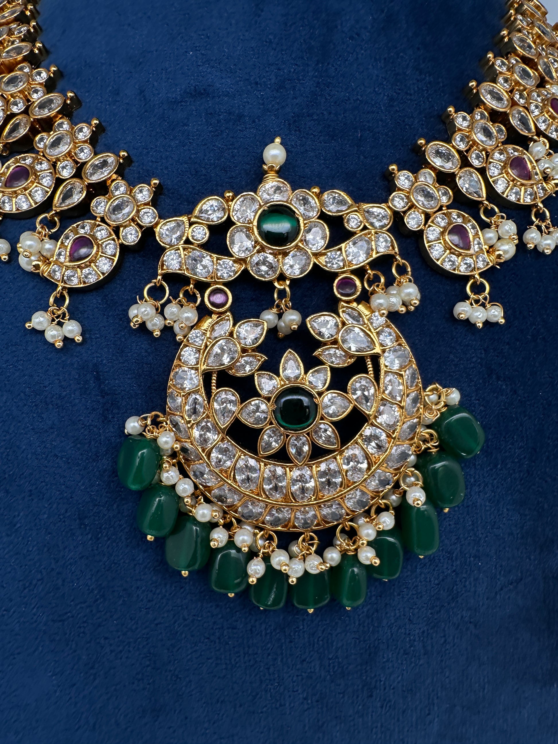 CZ Mango Chandbali Short Necklace - 