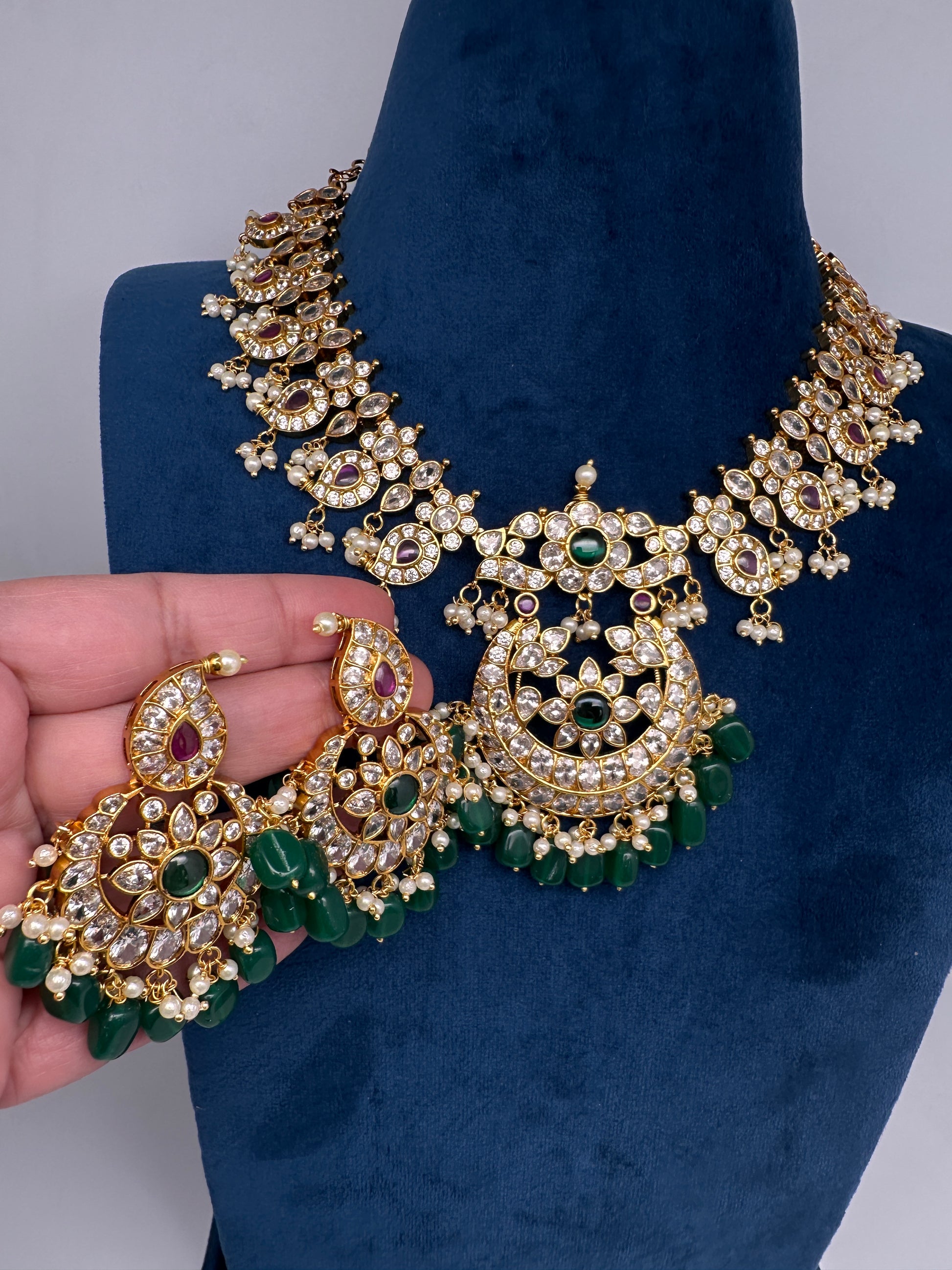 CZ Mango Chandbali Short Necklace - 