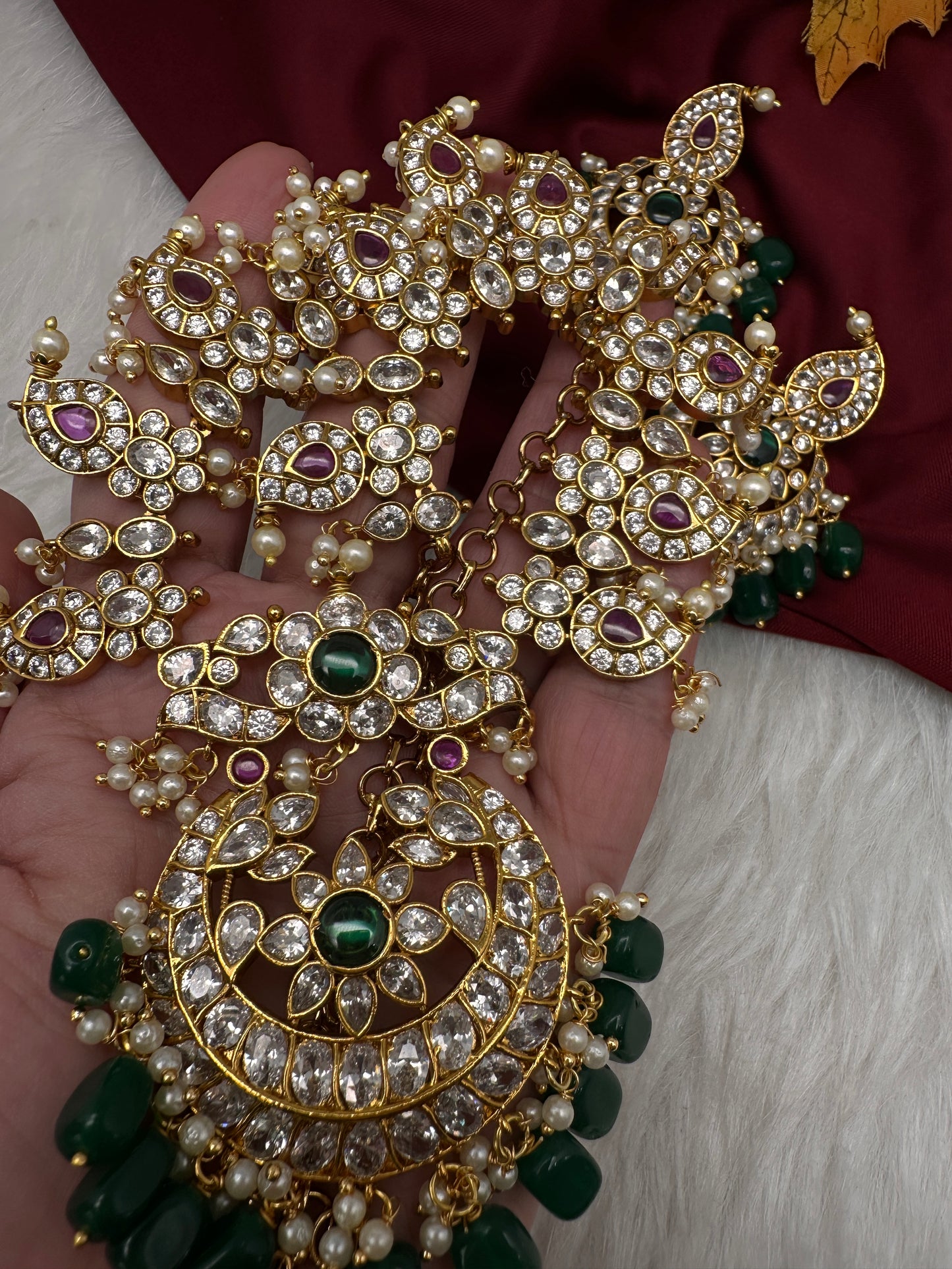 CZ Mango Chandbali Short Necklace - 