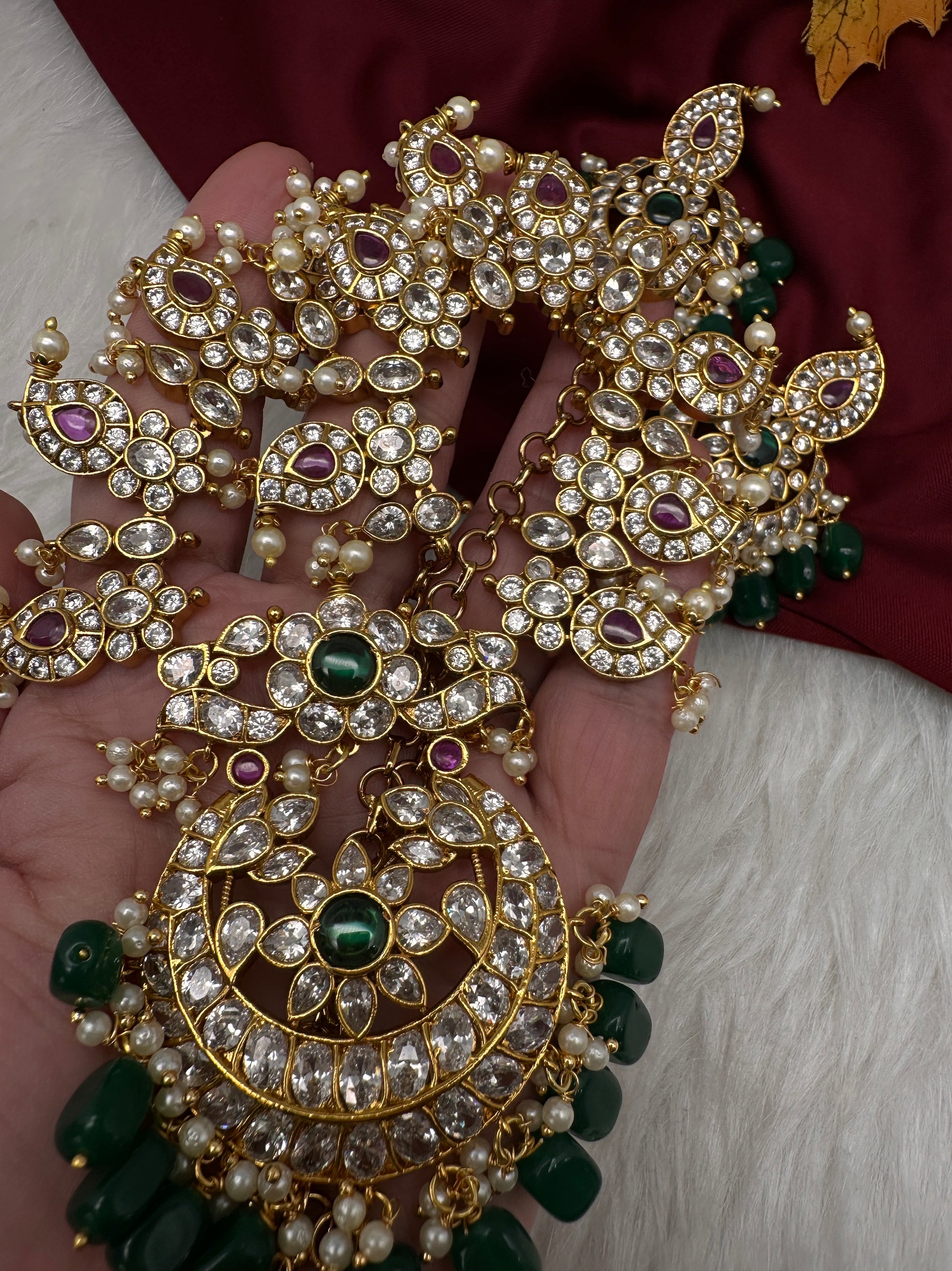 CZ Mango Chandbali Short Necklace - 