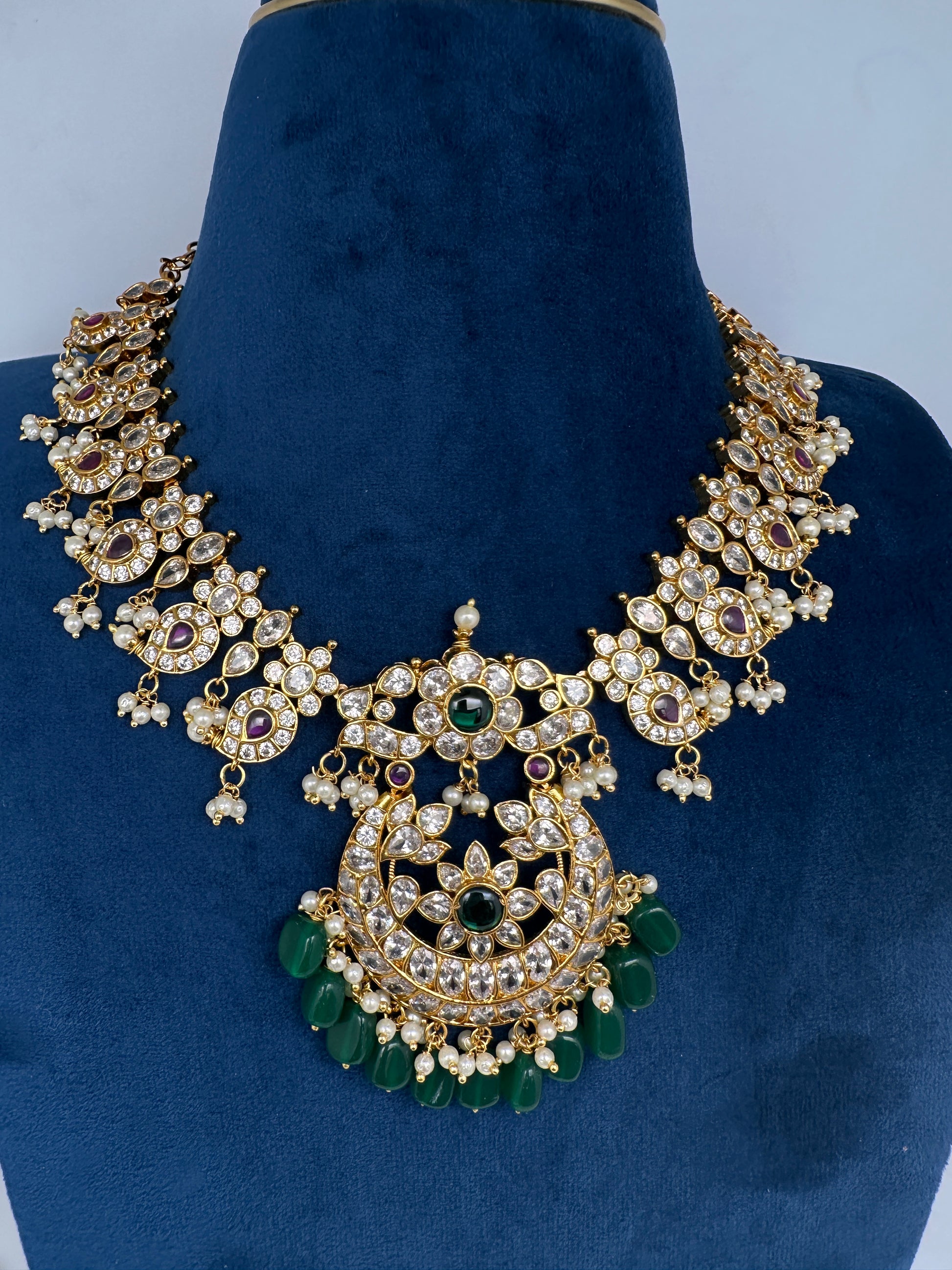 CZ Mango Chandbali Short Necklace - 