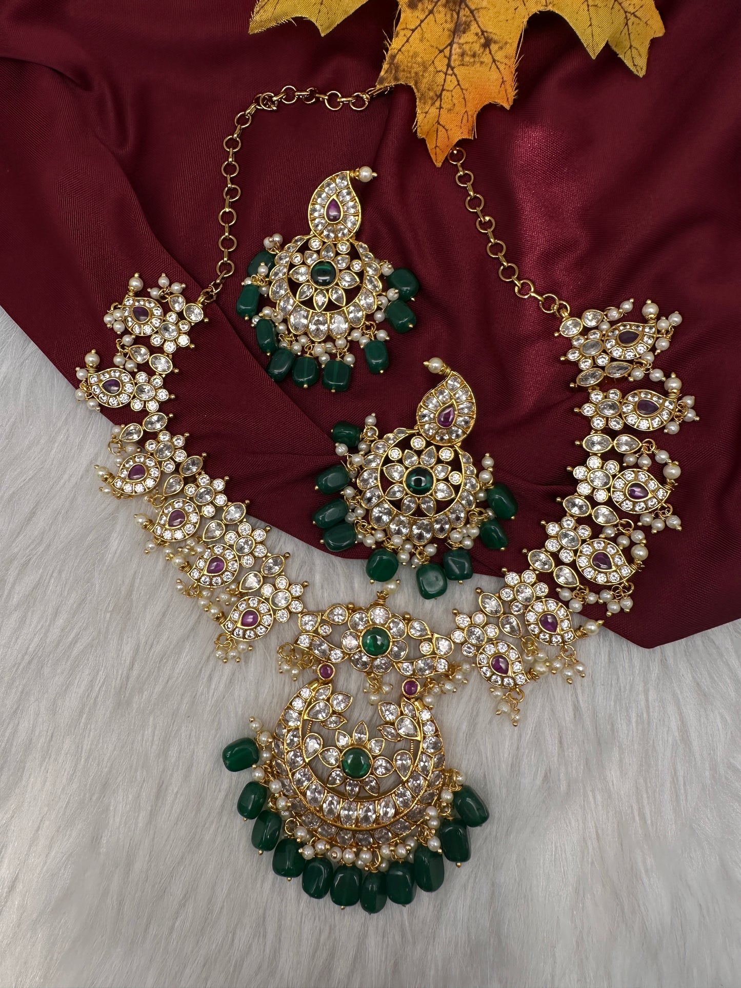 CZ Mango Chandbali Short Necklace - 