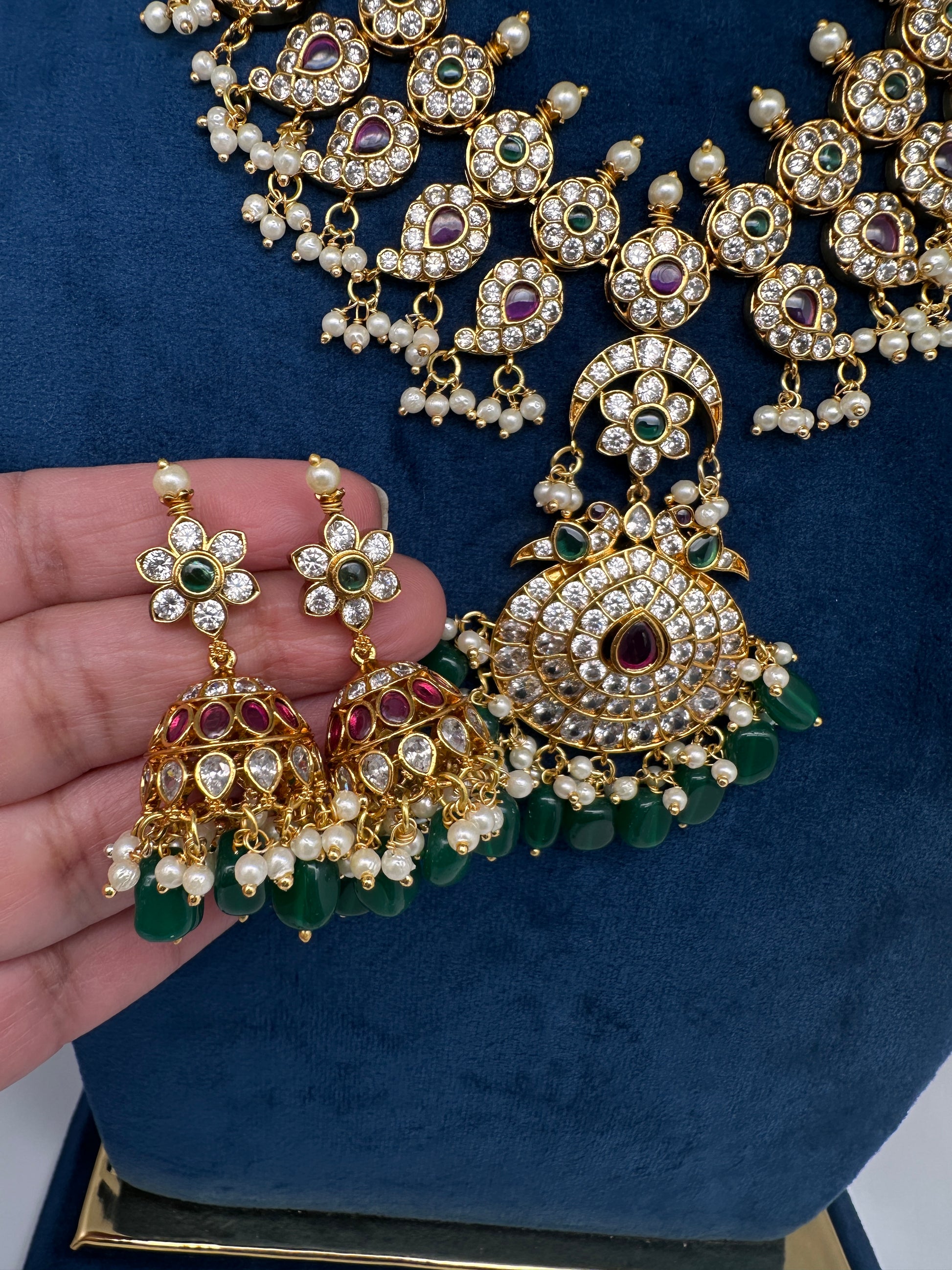 CZ Floral Mango Short Necklace - 